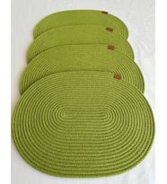 Jüt Amerikan Servis Sofra Altlığı, Masa Dekoru Supla Oval Mavi 30x40 4lü (Fıstık Yeşili)