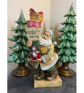 Hediye Paketli Noel Baba Dekoratif Obje & Biblo
