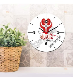 Diyaliz Teknikeri Kırmızı Tasarım Duvar Saati