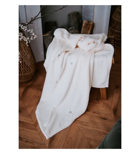 Wellsoft Peluş 100x110 Ekru Nakışlı Bebek Battaniyesi