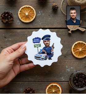 Kişiye Özel Kişiye Özel Karikatürlü Erkek Polis Bardak Altlığı Polisler Günü Hediyesi