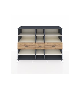 Kronos Dolap 9 Raflı 3 Çekmeceli  220x59x163 Antrasit-Aytaşı/Çam
