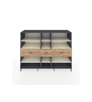 Kronos Dolap 9 Raflı 3 Çekmeceli  220x59x163 Antrasit-Aytaşı/Çam