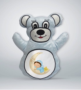 BK Gift Sevimli Çocuk Tasarımlı Mavi Ayıcık Yastık-1
