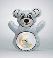 BK Gift Sevimli Çocuk Tasarımlı Mavi Ayıcık Yastık-1