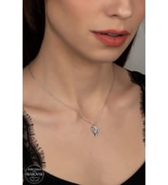 Union Swarovski Zirconia Kadın Kalp Pırlanta Montür Gümüş Kolye