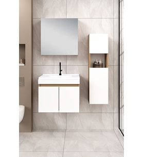 %100 Mdf 65 cm Saura Banyo Dolabı + 30 cm Saura Boy Dolabı