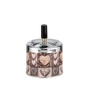 Şık Metal Hazneli Kalpler Tasarımlı Çevirme Küllük 9 cm