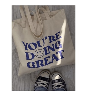 You Are Doing Great Yazılı Bez Çanta (Krem)