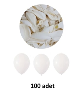Beyaz Balon 12" - 30 cm Lateks Beyaz Balon 100'lu Paket