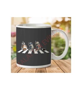 1-2034 Star Wars Beatles Abbey Road Droidsjpeg İki Tarafı Baskılı Kupa Bardak.jpg