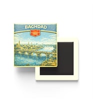 Retro Irak Bağdat Şehri Temalı Vintage Buzdolap Magneti – 9x9 cm