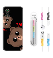 General Mobile GM 21 Pro GM 22 Pro Plus Kılıf Kablo Koruma Spiral Silikon Love Animals 1780