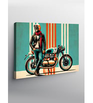 Kanvas Tablo Motosikletli Retro Adam
