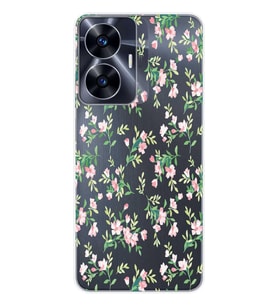 Realme C55 Uyumlu Çiçek Desenli Şeffaf Telefon Kılıfı