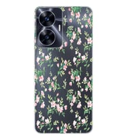 Realme C55 Uyumlu Çiçek Desenli Şeffaf Telefon Kılıfı