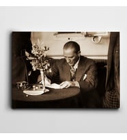 Atatürk Yazarken Karadeniz Vapuru 1926 Kanvas Tablo