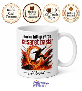 Dublör Tehlikeli Sahne Atlayışı Ateş İçinden Geçen Cesur Kupa Bardak Hediye