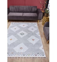 Dijital Kaymaz Yıkanabilir Antrasit Geometrik Salon Halısı Mutfak Halısı Koridor Halısı Yolluk HLN5039