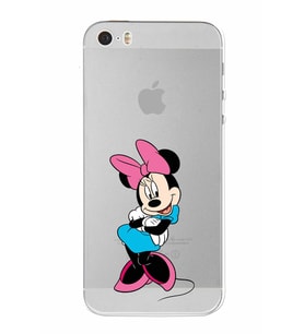 Apple iPhone 5 Uyumlu Kamera Korumalı Tıpalı  Kapak Minnie Mouse TasarımlıŞeffaf Kılıf