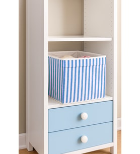Mavi Çizgili Kapaksız Çok Amaçlı Oyuncak Saklama Kutusu 30x30x30 (Standart)