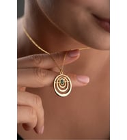 925 Ayar Gümüş Yeşil Taşlı Oval Kolye