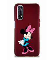 Realme 7 Soft Premier Kapak Minnie Mouse-F Tasarımlı Silikon Kılıf - Mürdüm (Şeffaf)