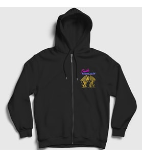 Presmono Unisex Siyah Queen Freddie Mercury Fermuarlı Kapüşonlu Sweatshirt 34565tt