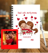 Sevgililer Gününe Özel Ahşap Defter Kalem &  Instagram Çerçeve Hediye Seti 14