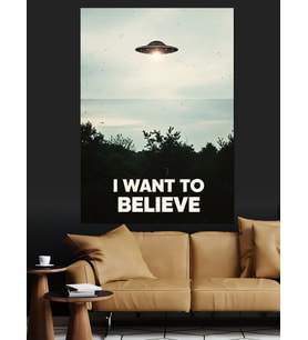 I Want To Believe Uzay Gemisi Dekoratif Kanvas - Mdf Ahşap Tablo