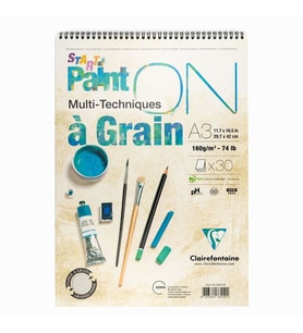 Clairefontaine Paint'On a Grain Start Çizim Blok 160 gr. 30 Yp. A3 