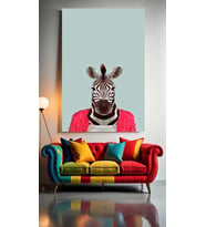 ZEBRA PORTRESİ V1 Ev Duvar Salon Güzellik Salonu Ofis Dükkan Dekarasyon Kanvas Tablo (Çok Renkli)