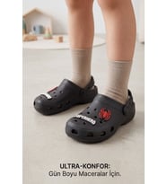 Hero-Clog Macera Serisi - Lacivert Maske Figürlü Erkek Çocuk - Bebek Terlik ve Sandalet: Ultra Hafif, Anatomik İç Tabanlı ve Emniyetli Çocuk Terlik