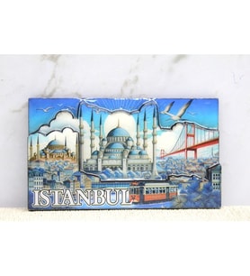 Ahşap İstanbul Temalı Magnet - Model 12