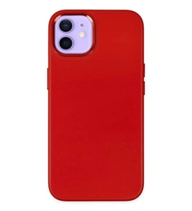iPhone 12 Kılıf Asya Deri Silikon - Kırmızı