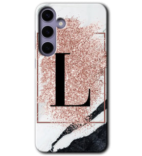Galaxy S24 Kılıf HD Desen Baskılı Kılıf - Pembe Mermer Desenli L Harfi