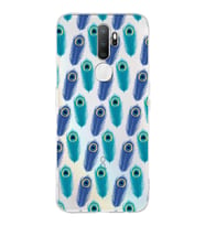 PrintiFy Oppo A5 2020  ile Uyumlu 1mm Slim Fit Nazar Boncuğu 4 Baskılı Şeffaf  Kılıf