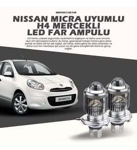 Nissan Micra Uyumlu Mercek Led Xenon Uzun - Kısa Çift Renk