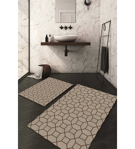 Dijital Baskılı Kaymaz Taban Yıkanabilir 2'li Klozet Takımı Banyo Paspası NDKZ-HT-812 (Kahverengi)