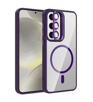 Coverzone Samsung Galaxy S25 Plus ile Uyumlu Z-Etro MagSafe Wireless ?arj Destekli, G��l� Manyetik Tutucu, Stand Olabilen, Kamera Lens Hediyeli Koruyucu K?l?f Derin Mor