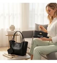 Givenza Kişiye Özel Cüzdan & Kolye Hediyeli Şık Kadın Çanta Seti (Y.Siyah)