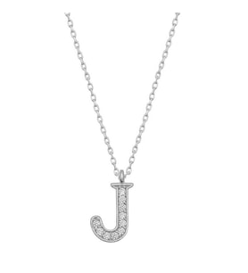 925 Ayar Gümüş Rodyum Kaplama J Harfi Kadın Gümüş Kolye