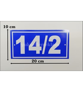 10x20 cm Kapı Numarası , Bina, Apartman, İşyeri Numarası (Mavi)
