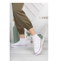 Prego Siyah&Beyaz Çocuk Bilekli Converse Tarzı Spor Ayakkabı BEYAZ