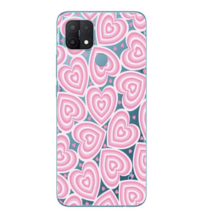 Oppo A15 / A15S Uyumlu Kalp Desenli Şeffaf Telefon Kılıfı