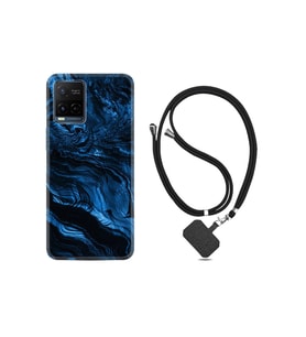 Vivo V21e Kılıf Desenli Silikon Boyun Askılı Blue Marble 1379
