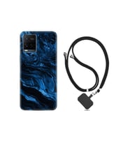 Vivo V21e Kılıf Desenli Silikon Boyun Askılı Blue Marble 1379