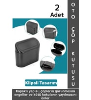 Dayanıklı Oto Temizlik Kapı Yanı Arka Koltuk Klipsli Kolay Montaj Araç İçi Kapaklı Çöp Kutusu 2 Adet