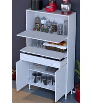 Eliusta Solaira 90 cm Genişlik Kapaklı Mutfak Dolabı 4 Kapaklı, Çekmeceli Çok Amaçlı Mutfak/Banyo Dolabı (Beyaz)