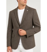 ERKEK EKOSE MODEL ÇİFT YIRTMAÇ TEK CEKET 6 DROP 72105-Kahve